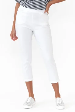 Pants<Willow Tree Jensen White Cotton Stretch Pant