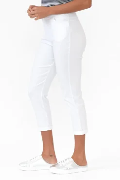 Pants<Willow Tree Jensen White Cotton Stretch Pant