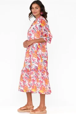 Midi Dresses<Liberty Rose Jetta Pink Botanical Shirt Dress