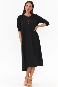 Cotton Dresses<Tirelli Jody Black Cotton Panel Dress