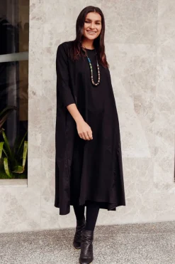 Cotton Dresses<Tirelli Jody Black Cotton Panel Dress