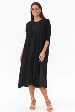 Cotton Dresses<Tirelli Jody Black Cotton Panel Dress