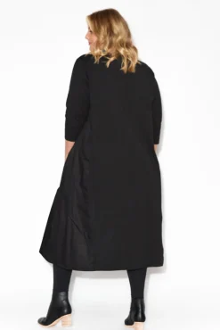 Cotton Dresses<Tirelli Jody Black Cotton Panel Dress