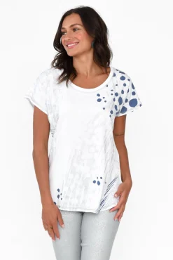 Cotton Tops<Cafe Latte Joetta Blue Animal Cotton Foil Top
