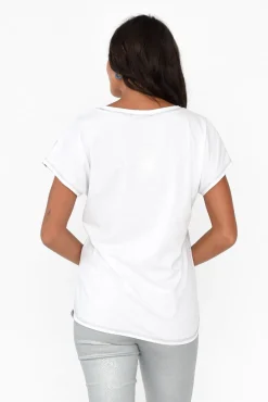 Cotton Tops<Cafe Latte Joetta Blue Animal Cotton Foil Top