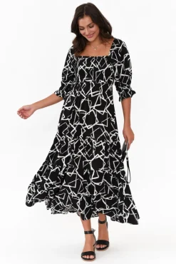 Below Knee Dresses<Silver Wishes Jonathan Black Geo Shirred Maxi Dress