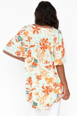 Tunic Tops<PQ Jordyn Orange Garden V Neck Top