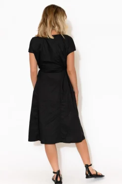 Cotton Dresses<Tirelli Josephine Black Cotton Tuck Dress