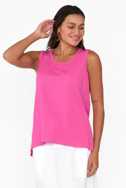Cotton Tops<Betty Basics Josie Hot Pink Cotton Tank