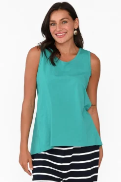 Cotton Tops<Betty Basics Josie Jade Green Cotton Tank