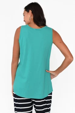 Cotton Tops<Betty Basics Josie Jade Green Cotton Tank