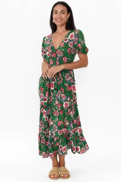 Maxi Dresses<Isabella Boho Joy Green Garden Midi Dress