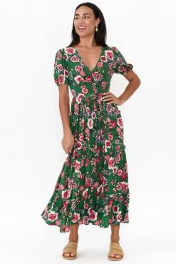 Maxi Dresses<Isabella Boho Joy Green Garden Midi Dress