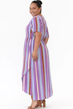 Maxi Dresses<PQ Joy Purple Stripe Elastic Waist Dress