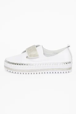 White Sneakers<Ameise Jubilee White Leather Diamante Sneaker