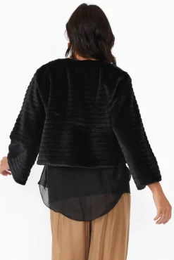 Jackets<La Strada Jude Black Faux Fur Jacket