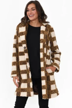 Coats<Brave u0026 True Jungle Caramel Check Coat