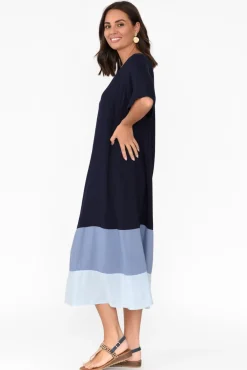 Midi Dresses<Pq Justina Navy Stripe Maxi Dress