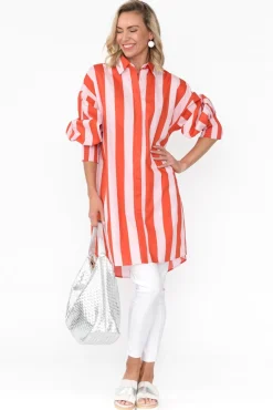 Cotton Tops<Label Of Love Kalani Pink Stripe Cotton Tunic