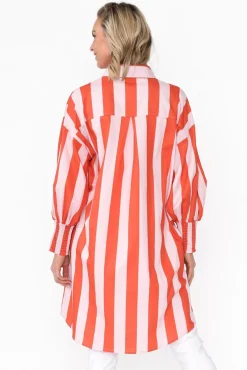 Cotton Tops<Label Of Love Kalani Pink Stripe Cotton Tunic