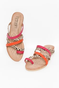 Slides<Laguna Quays Kalua Fuchsia Cheetah Strappy Slide