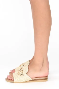 Slides<Laguna Quays Kandy Beige Raffia Buckle Slide