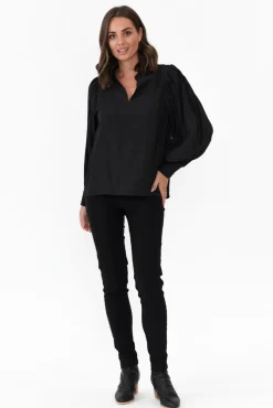 Cotton Tops<Cali and Co Kane Black Cotton Blend Top