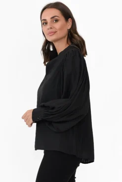 Cotton Tops<Cali and Co Kane Black Cotton Blend Top