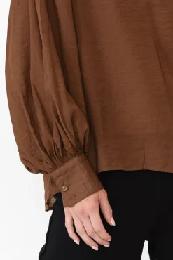 Cotton Tops<Cali and Co Kane Chocolate Cotton Blend Top