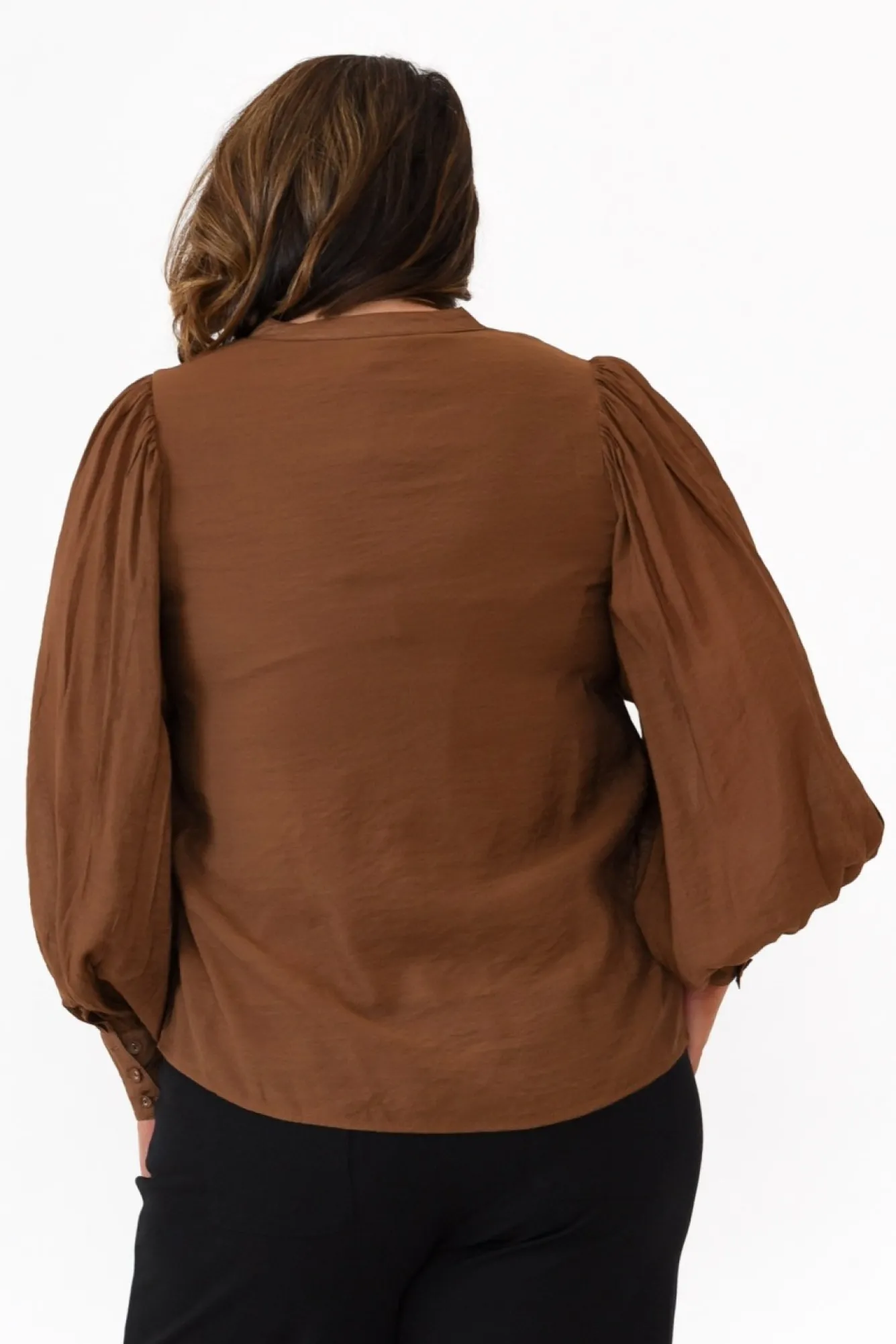 Cotton Tops<Cali and Co Kane Chocolate Cotton Blend Top