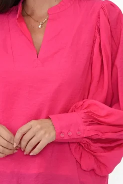 Cotton Tops<Cali and Co Kane Hot Pink Cotton Blend Top