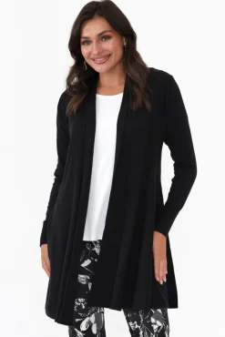 Knitwear<Cali and Co Kansas Black Knit Cardigan