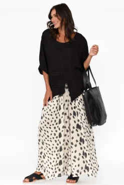 Linen Tops<Talia Benson Kara Black Linen Top