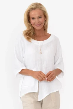 Linen Tops<Talia Benson Kara White Linen Top