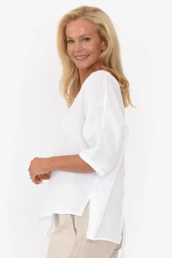 Linen Tops<Talia Benson Kara White Linen Top