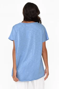 Linen Tops<Cali and Co Kassidy Blue Star Sequin Tee