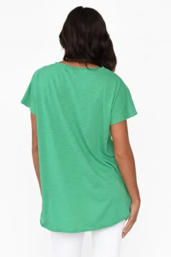 Linen Tops<Cali and Co Kassidy Emerald Star Sequin Tee