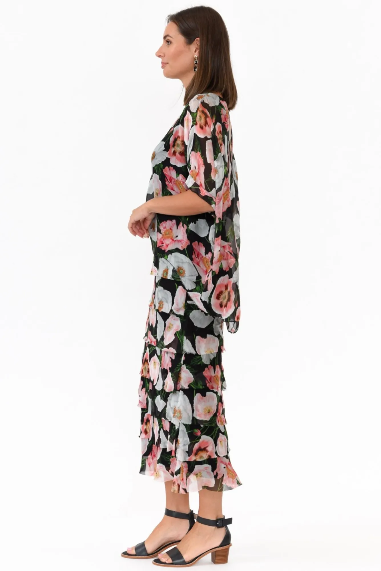 Maxi Dresses<La Strada Katerina Black Blossom Silk Overlay Maxi Dress