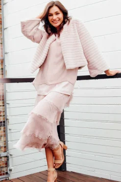 Midi Dresses<La Strada Katerina Blush Sequin Silk Overlay Maxi Dress