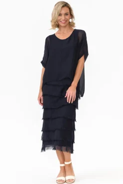 Maxi Dresses<La Strada Katerina Navy Silk Overlay Maxi Dress