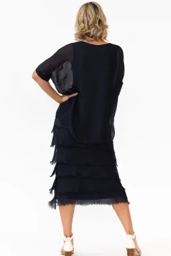 Maxi Dresses<La Strada Katerina Navy Silk Overlay Maxi Dress