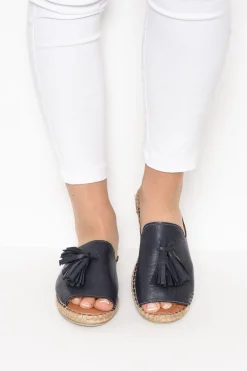 Slides<Bueno Keilor Navy Leather Tassel Slide
