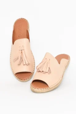 Slides<Bueno Keilor Nude Leather Tassel Slide