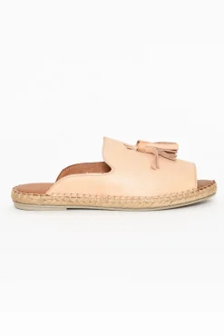 Slides<Bueno Keilor Nude Leather Tassel Slide