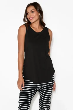Cotton Tops<Betty Basics Keira Black Cotton Tank