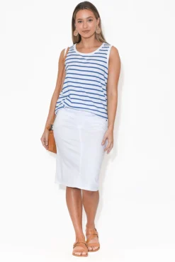 Cotton Tops<Betty Basics Keira Blue Stripe Cotton Tank