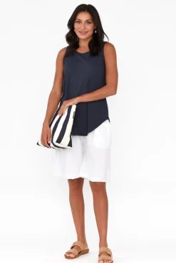 Cotton Tops<Betty Basics Keira Navy Cotton Tank
