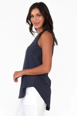Cotton Tops<Betty Basics Keira Navy Cotton Tank