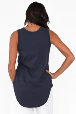 Cotton Tops<Betty Basics Keira Navy Cotton Tank