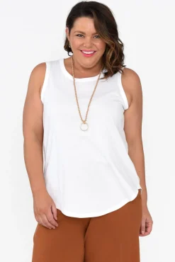 Cotton Tops<Betty Basics Keira White Cotton Tank